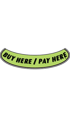 Smile Windshield Slogan Sticker - Black/Neon Green - "Buy Here/Pay Here"