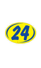 Oval 2-Digit Year Stickers - Blue/Yellow