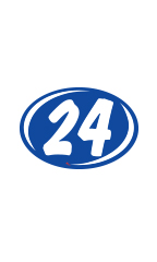 Oval 2-Digit Year Stickers - White/Blue