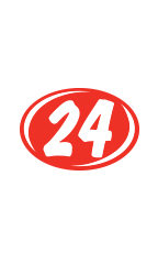 Oval 2-Digit Year Stickers - White/Red