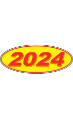 Oval Windshield Year Stickers - Red/Yellow - "2024"