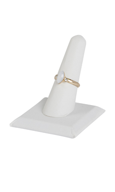 White Faux Leather Single Finger Ring Display