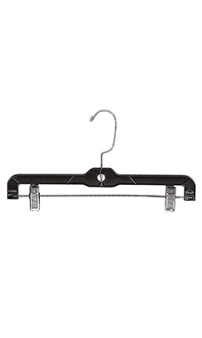 Economy 14 inch Black Plastic Skirt and Pants Hangers - Case of 20 Economy 14 inch Black Plastic Skirt and Pants Hangers - Case of 20
