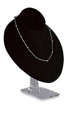 Black Velvet Necklace Bust on Adjustable Stand
