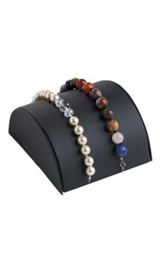 Half Moon Black Faux Leather Bracelet Display
