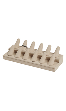 12-Finger Khaki Faux Suede Ring Display