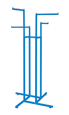 Made to Order Blue 4-Way Clothing Rack with Straight Arms