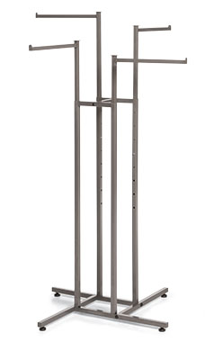 4-way Raw Steel Clothing Racks with Straight Arms