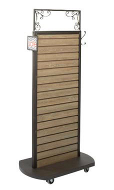 Boutique Vintage Caramel Oak Slatwall Rolling Merchandiser