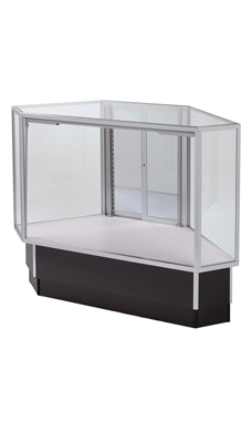 Full Vision Rear Access Corner Display Case Black
