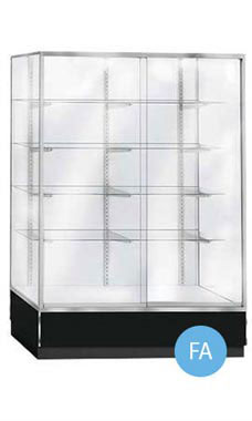 Glass Upright Metal Framed Wall Unit Display Cases - Black