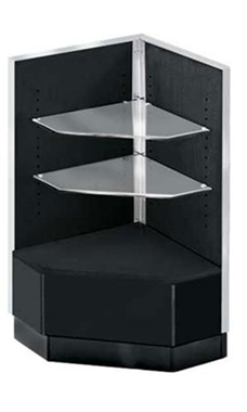 Black 90 Degree Corner Display Case Metal Framed