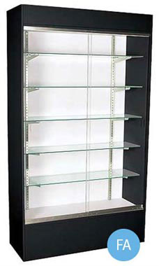 48 inch Black Wall Unit Fully Assembled with Lighting