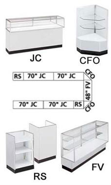 Gray Metal Framed Display Cases - Jewelry Display Showcases
