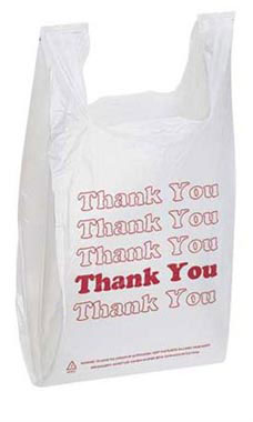 Wholesale Plastic T-Shirt Bags with Red Thank You Print