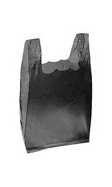 Black 8" x 5" x 16" Plastic T-Shirt Bags with Handles