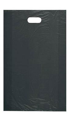 High-Density Black Plastic Merchandise Bags - 15" x 4" x 24"