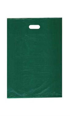 High-Density Green Plastic Merchandise Bags - 12" x 3" x 18"