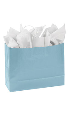 Large Powder Blue Paper Shopping Bags - Case of 100 Large Powder Blue Paper Shopping Bags - Case of 100