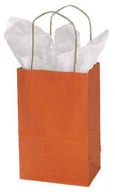 Orange Kraft Paper Shopping Bags - 5 1/4" x 3 1/2" x 8 1/4"