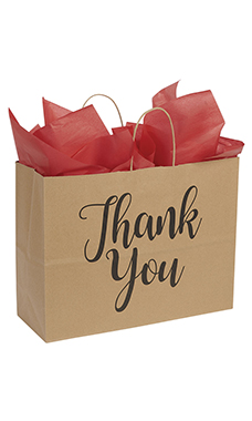Large Kraft Thank You Paper Shopping Bags