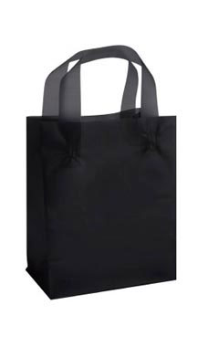Medium Black Frosted Plastic Shopping Bag