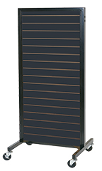 Black Metal Framed Rolling Slatwall Merchandiser