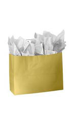 Large Glossy Gold Paper Shopping Bags - Case of 100